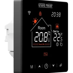 Grand Meyer Programmeertbare Wi-fi Thermostaat Sn-20, 16a, 230 V, Zwart