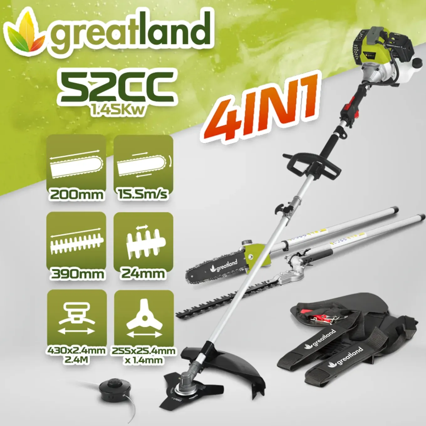 Greatland - 52cc 4-in-1 Multifunctioneel Hittegereedschap