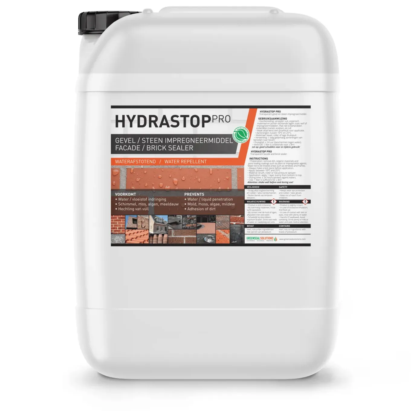 Greenseal - Hydrastop Pro - Gevel impregneren - Buitenmuur impregneermiddel 150m² - 25L