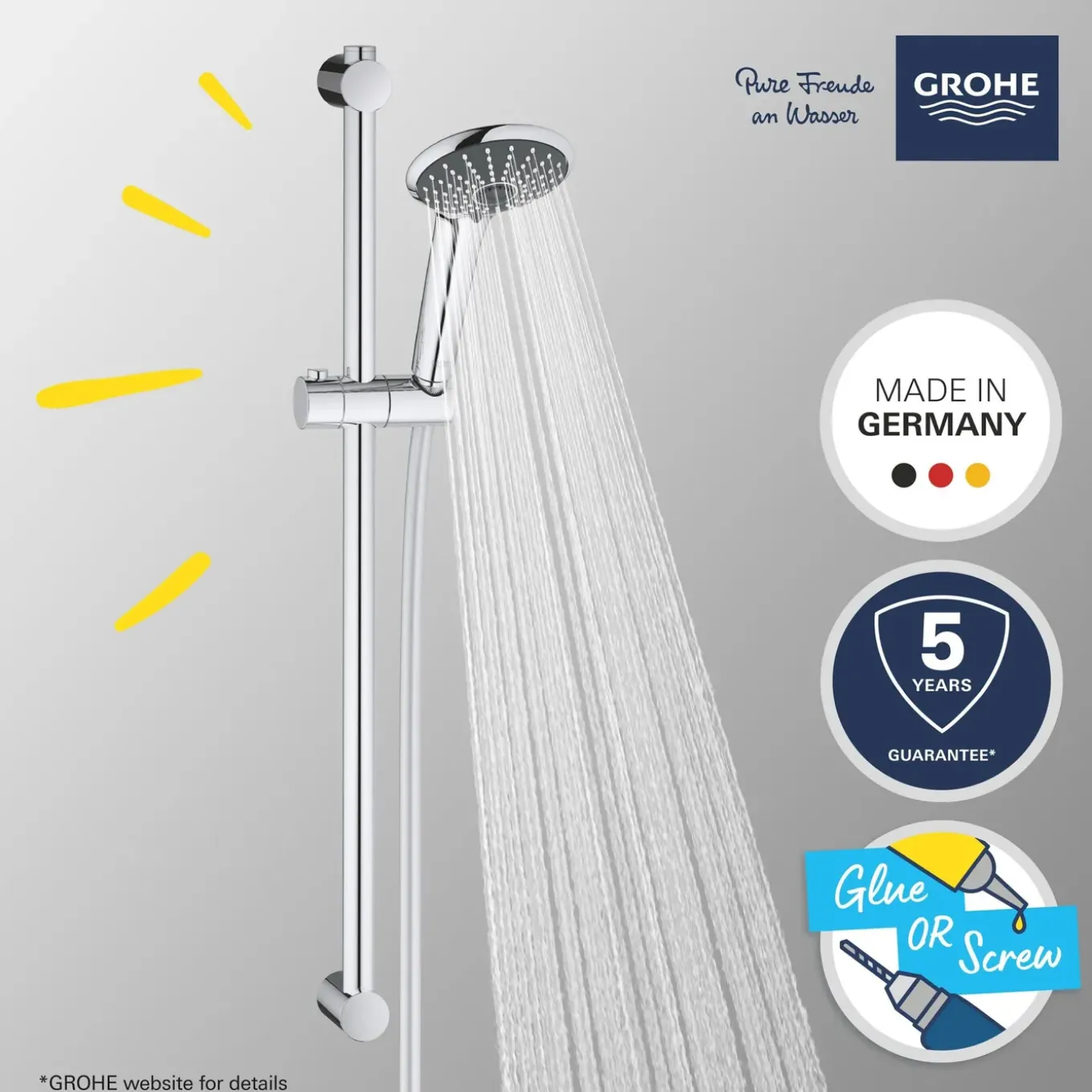 Grohe doucheset Vitalio Joy 110mm 3 stralen chroom