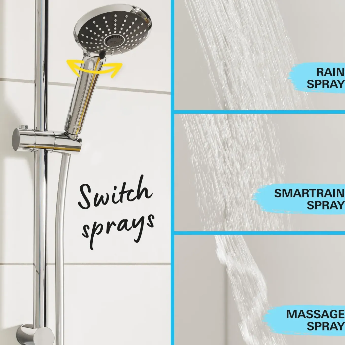 Grohe doucheset Vitalio Joy 110mm 3 stralen chroom