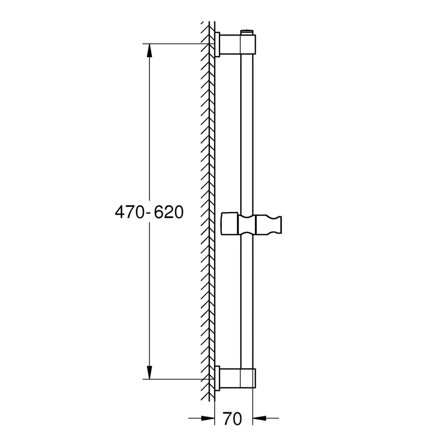 Grohe Douchestang Vitalio Universal - Universeel - Verstelbaar - Chroom - 60cm