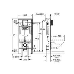 Grohe Inbouwreservoir Rapid SL 38528001 3/6L 117x52x15cm