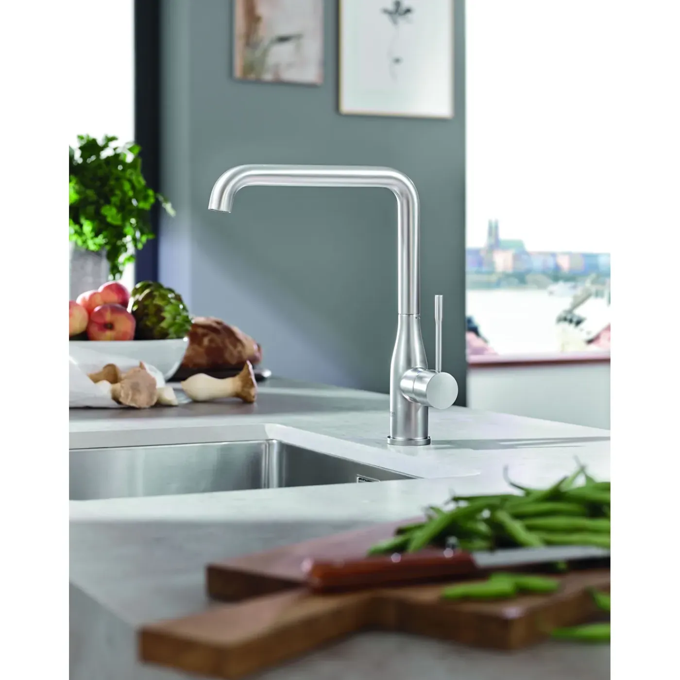 Grohe keukenmengkraan Essence supersteel mat
