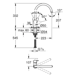 Grohe keukenmengkraan Start Alira – hoog model