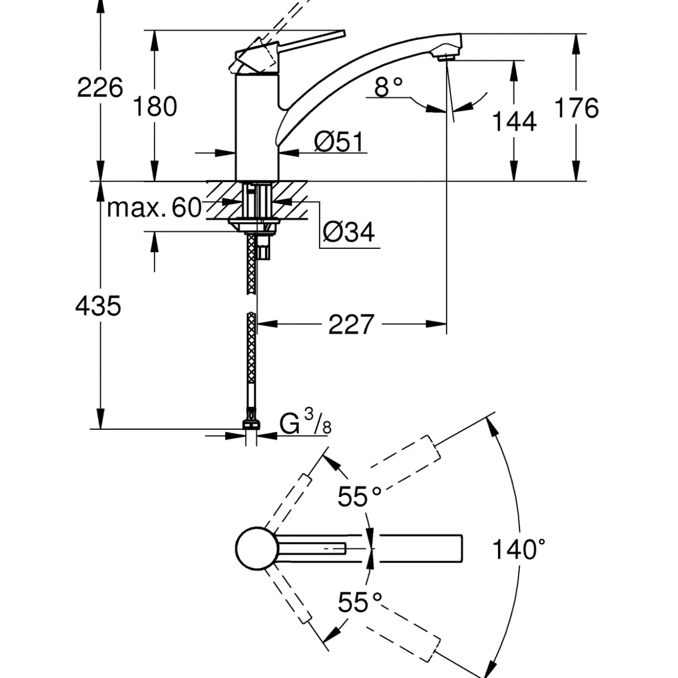 Grohe keukenmengkraan Swift chroom