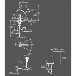 Grohe kokendwaterkraan Red Duo chroom en M-size boiler