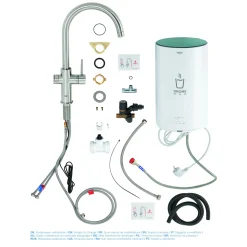 Grohe kokendwaterkraan Red Duo supersteel en M-size boiler