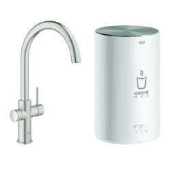 Grohe kokendwaterkraan Red Duo supersteel en M-size boiler