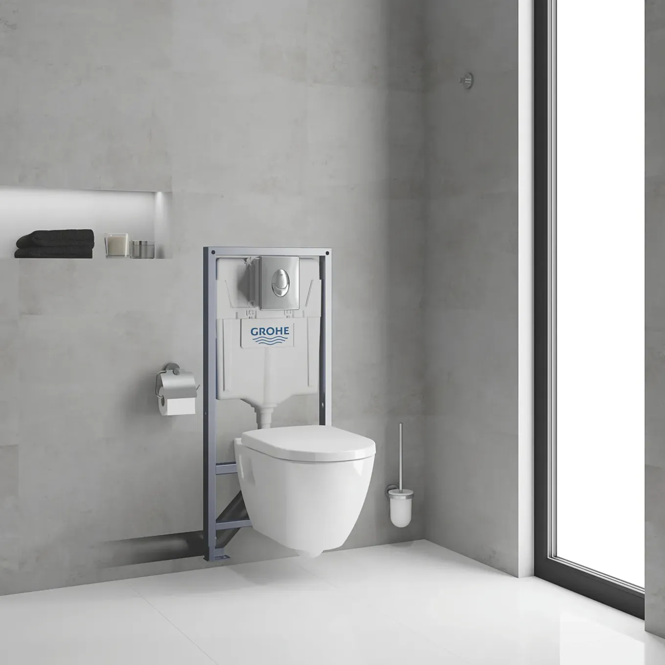 Grohe Solido Inbouwtoilet set met randloze toiletpot Serel - 4 -in-1 pack - wit