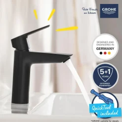 GROHE Wastafelmengkraan Start - Zwart Mat - 12,1cm
