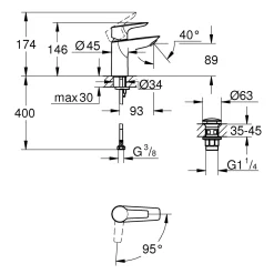Grohe Wastafelmengkraan Start Alira - Lage uitloop - Chroom - 17,4cm