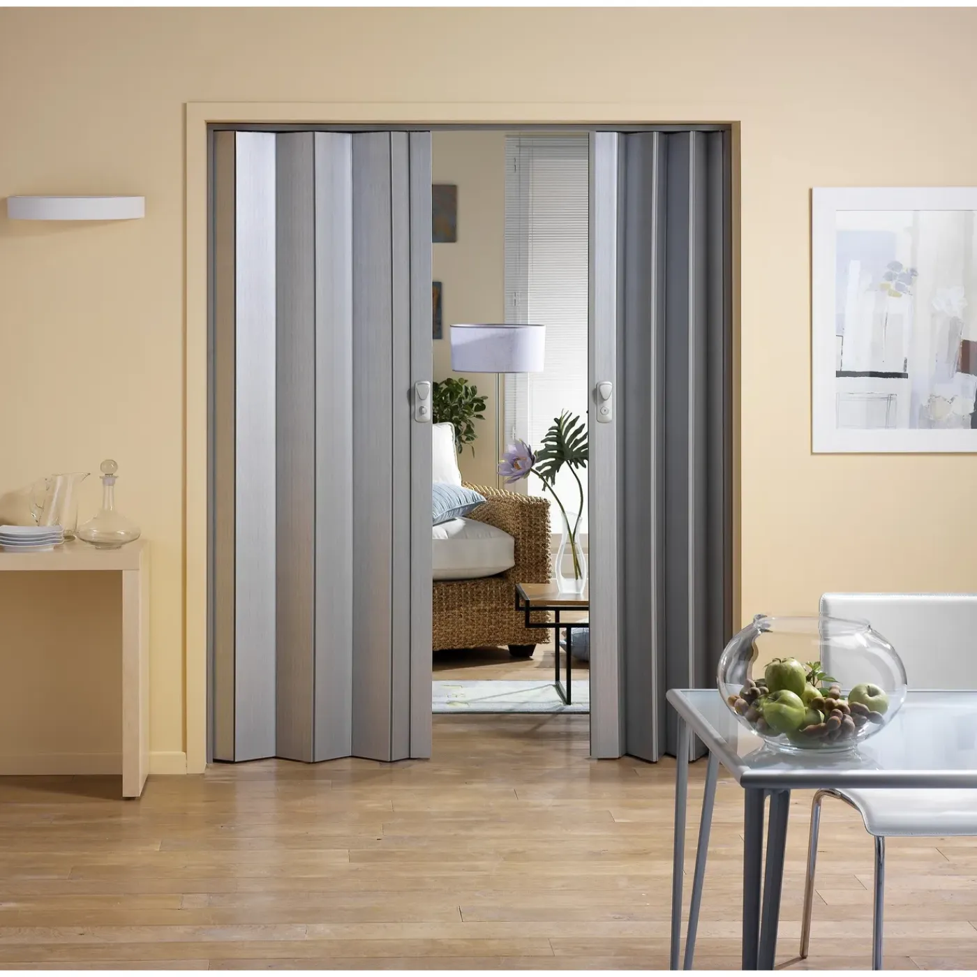 Grosfillex vouwdeur 'Spacy' - PVC - Alunimiun - 205x84cm