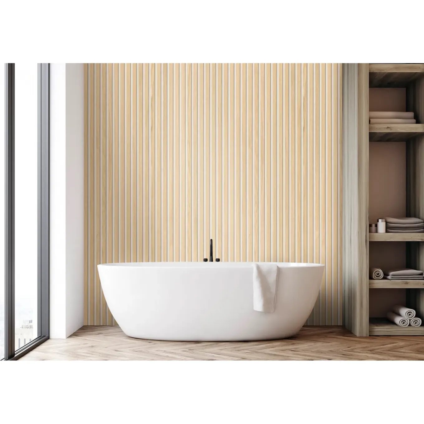 Grosfillex wandpaneel Linio - Element 3D effect - PVC - Bright Ash - 37,5x260cm