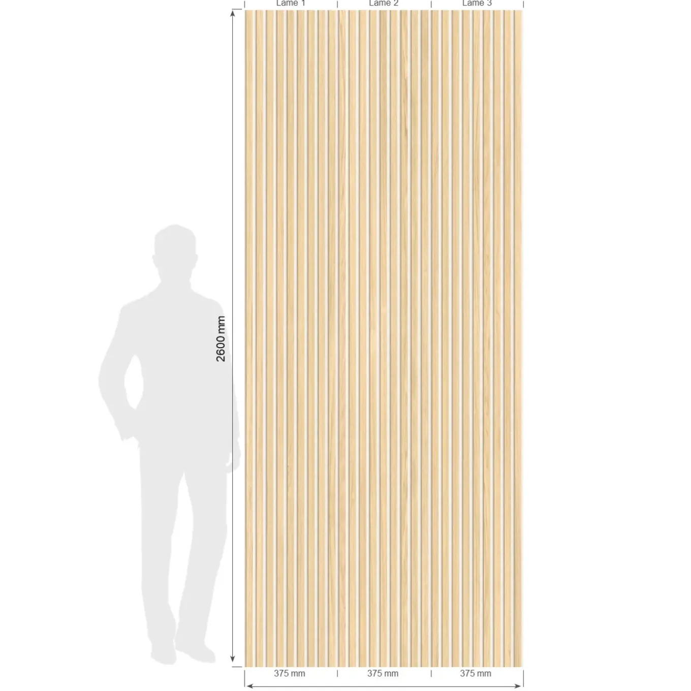 Grosfillex wandpaneel Linio - Element 3D effect - PVC - Bright Ash - 37,5x260cm