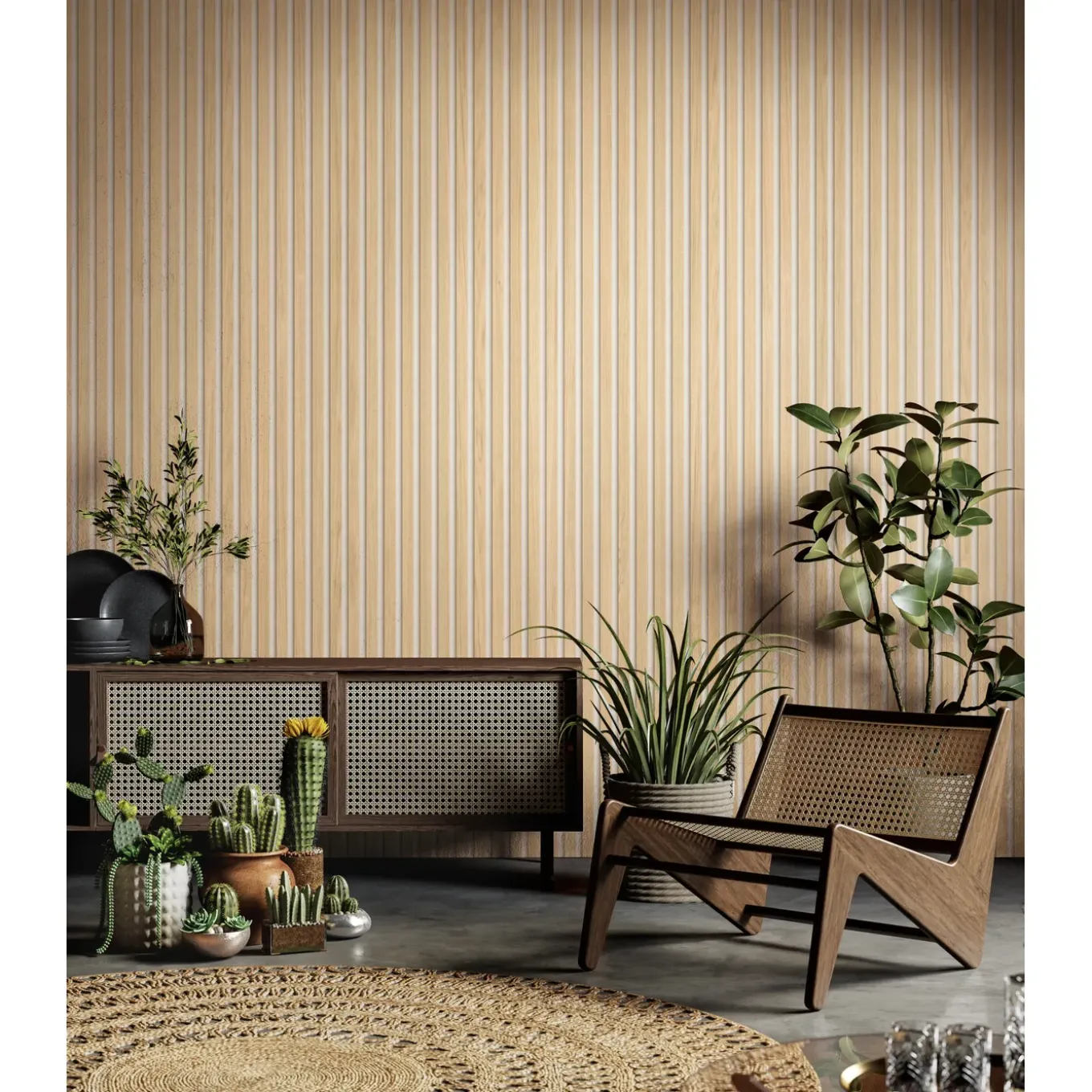 Grosfillex wandpaneel Linio - Element 3D effect - PVC - Bright Ash - 37,5x260cm