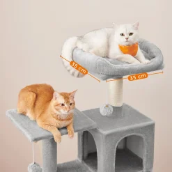 ACAZA Grote Krabpaal Voor Meerdere Katten, Kat Condo Met Hangmat, Kattenpaal, 143 Cm, Lichtgrijs
