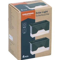 Grundig Solar Tuinverlichting 4 Stuks - Solar Lamp Warm Wit Sfeerlicht - Zwart