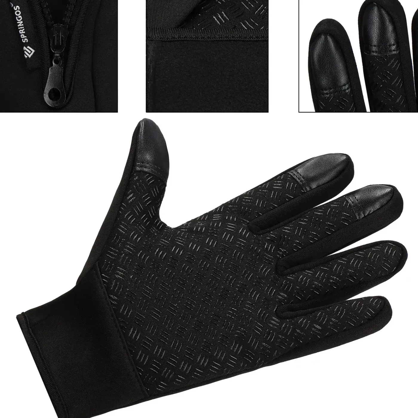 Springos Handschoenen - Touch - Zwart - Nylon - Unisex - Maat S