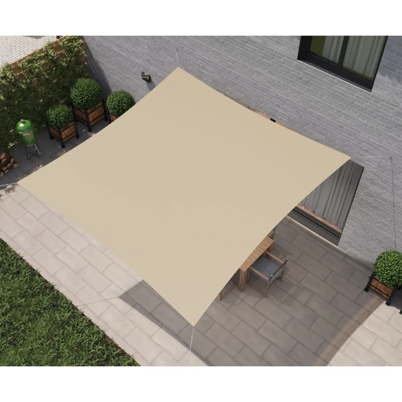 Hanse Schaduwdoek Vierkant Waterafstotend 2x2 M Zonnedoek Creme