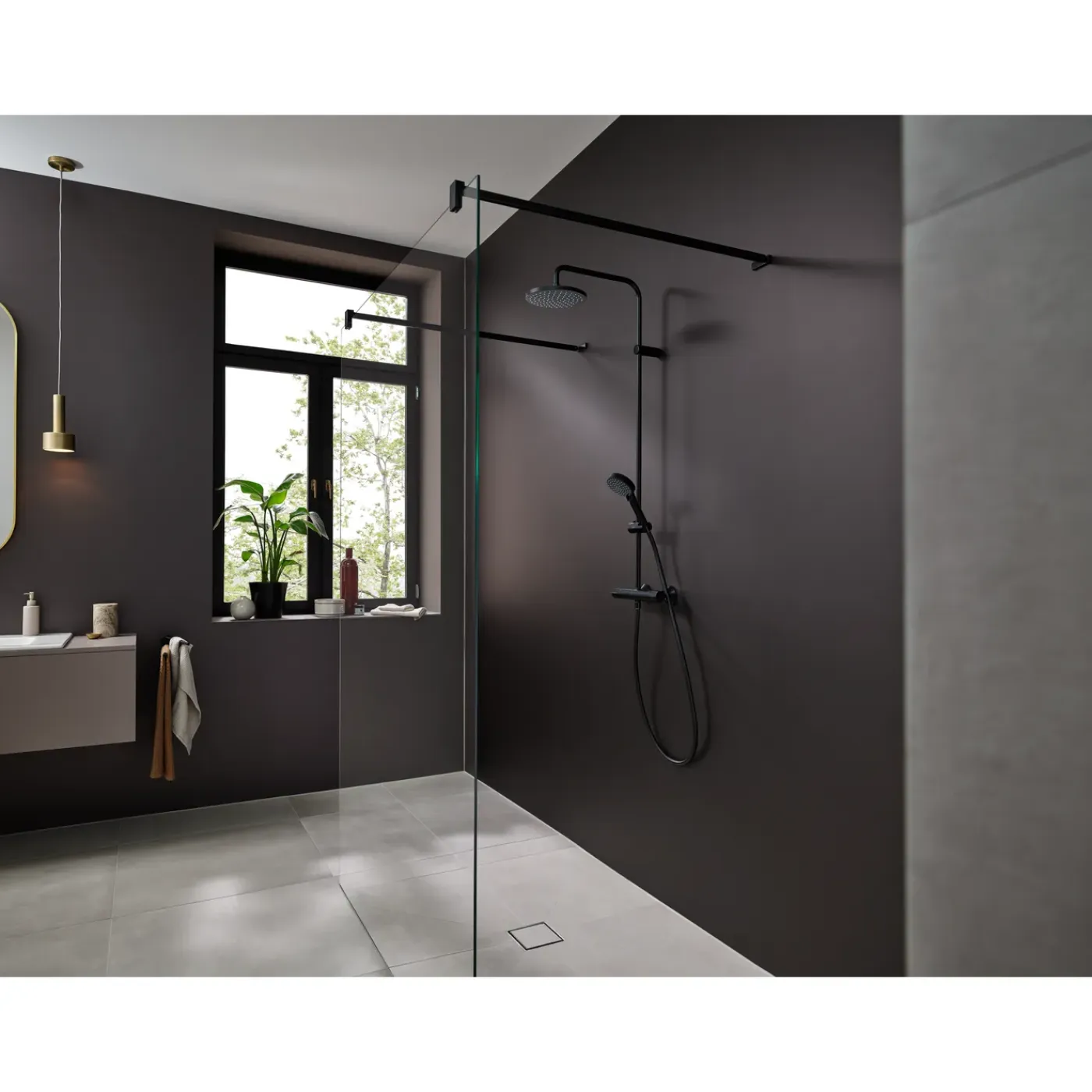Hansgrohe Regendouche Vernis Blend - Met Thermostatische Kraan - Zwart - Mat - Rond - Met Handdouche - 15cm hartafstand - 2-straals - Waterbesparend