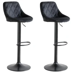 Happy Garden Barkruk Robin Zwart Fluweel Set Van 2