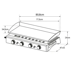 Happy Garden Gas Bakplaat Valencia 4 Branders 10kw