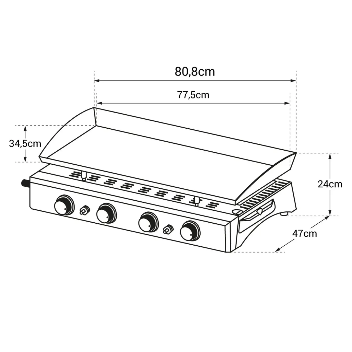 Happy Garden Gas Bakplaat Valencia 4 Branders 10kw