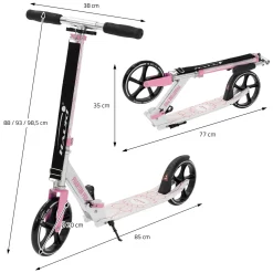 Hauki Cityroller Scooter Roze Opvouwbaar Verstelbaar Lichtgewicht Xxl Wielen Voetrem