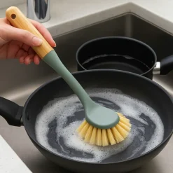Hem Afwasborstel Met Bamboe Handvat - Ergonomisch En Duurzaam