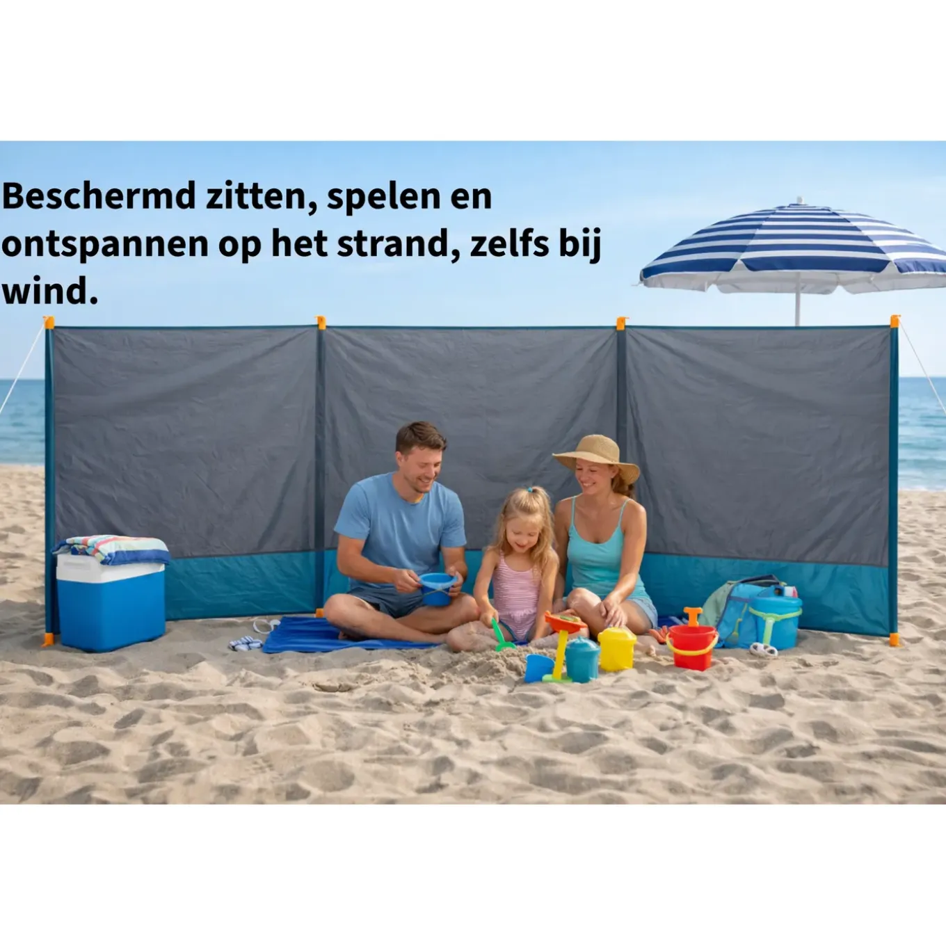 Hem Camping Windscherm 400 X 140 Cm – Compleet Met Stokken, Haringen & Scheerlijnen