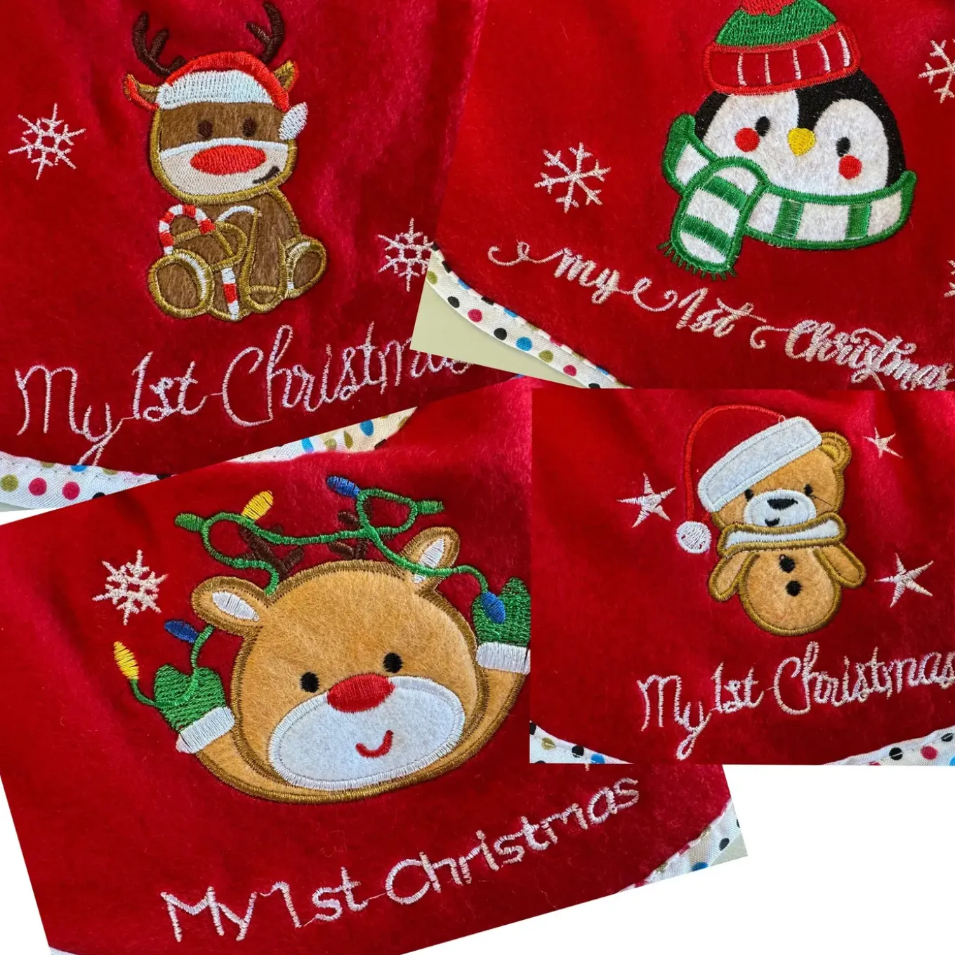 Hem Kerstmuts & Slabbetje Baby Kerstset Rendier Gezicht Rood/wit