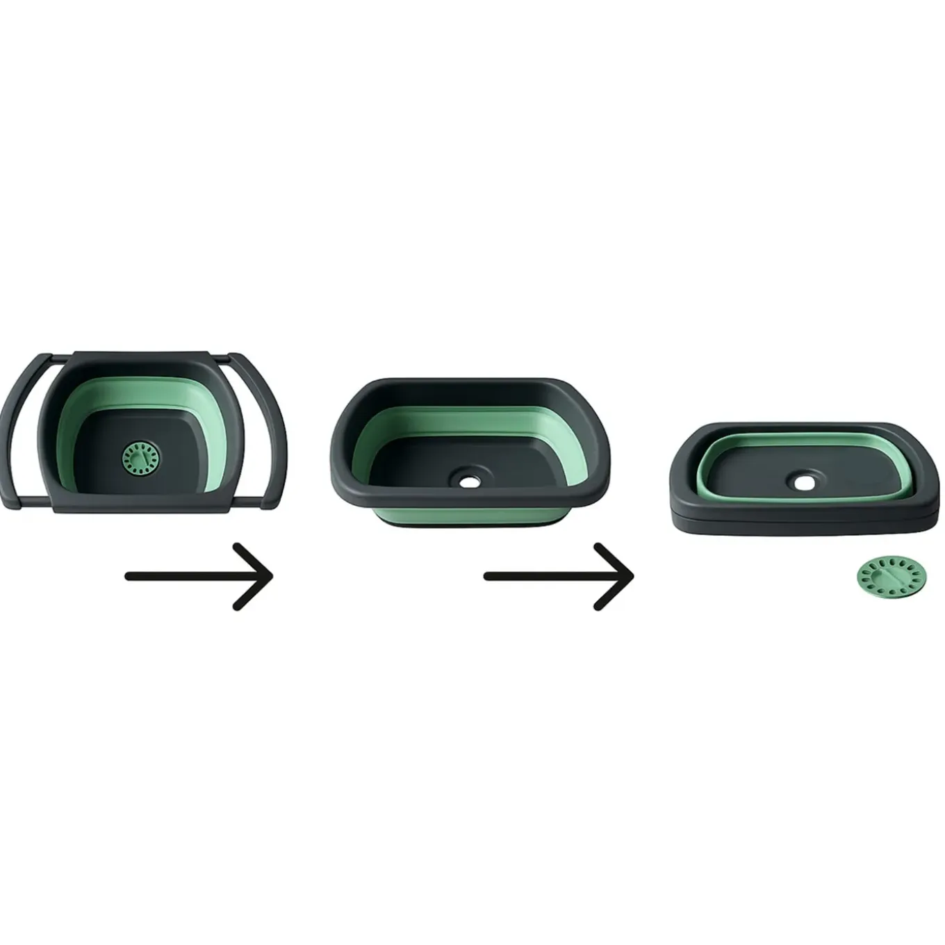 Hem Opvouwbare Afwas Set - Afwasbak 8l - Bamboe Afwasborstel - Groene Afdruipmat