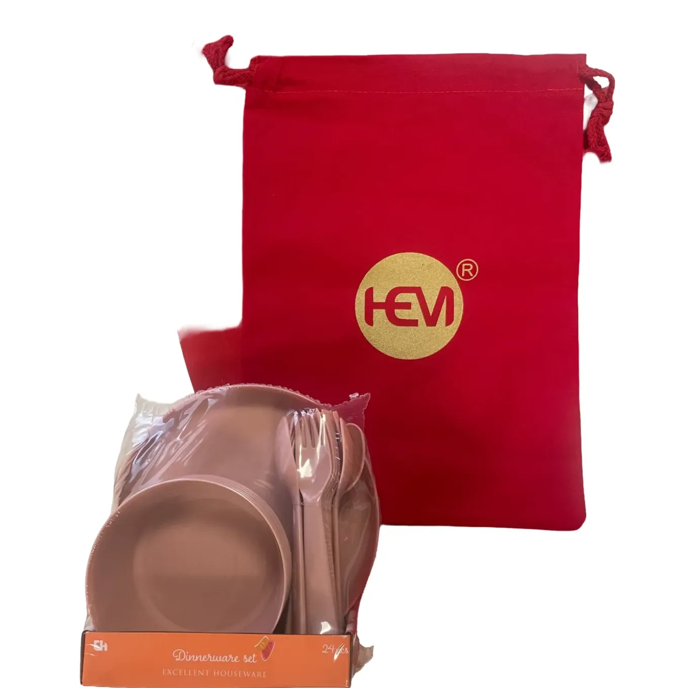 Hem Serviesset 24-delig - Picknickset Voor Camping Roze - Bestekset
