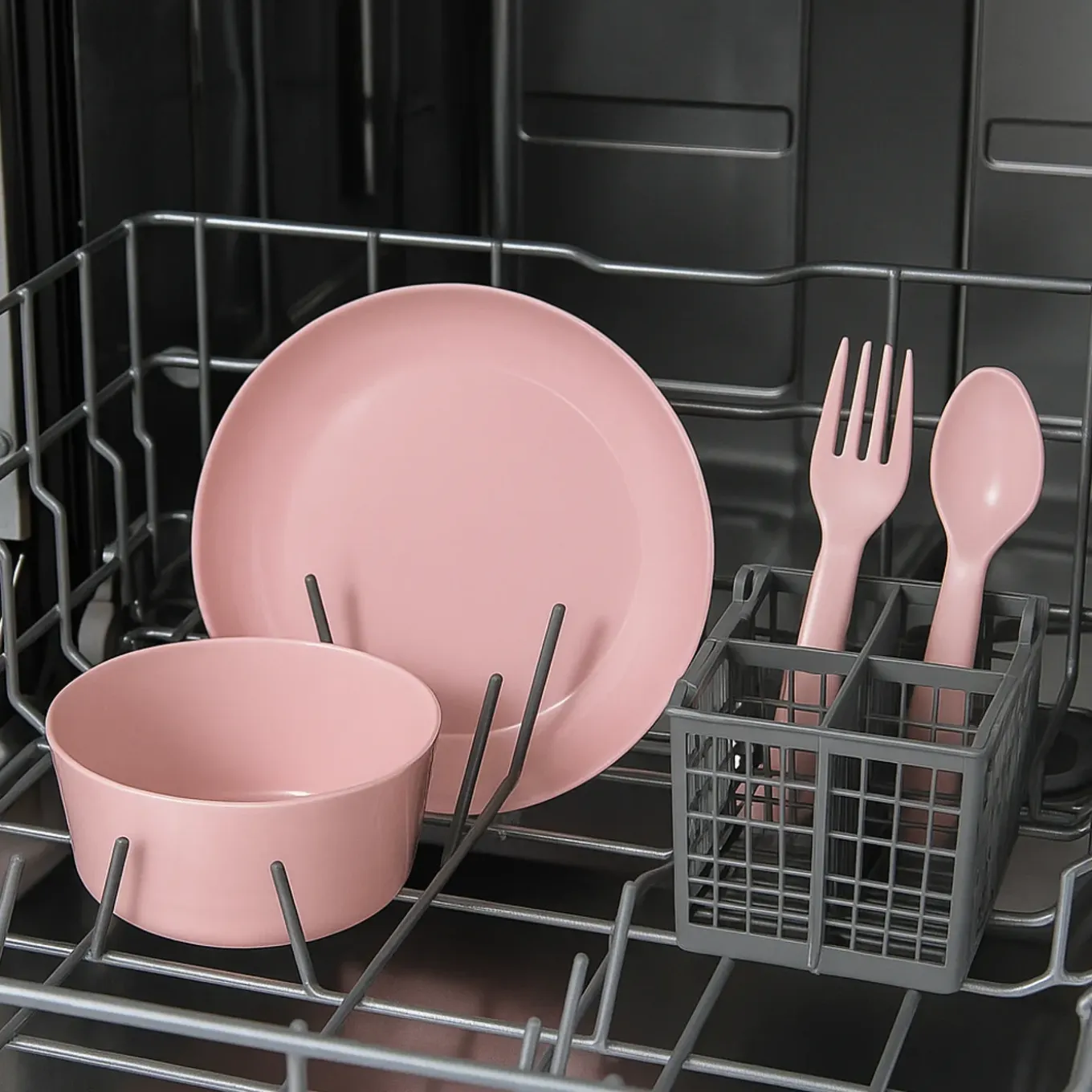 Hem Serviesset 24-delig - Picknickset Voor Camping Roze - Bestekset