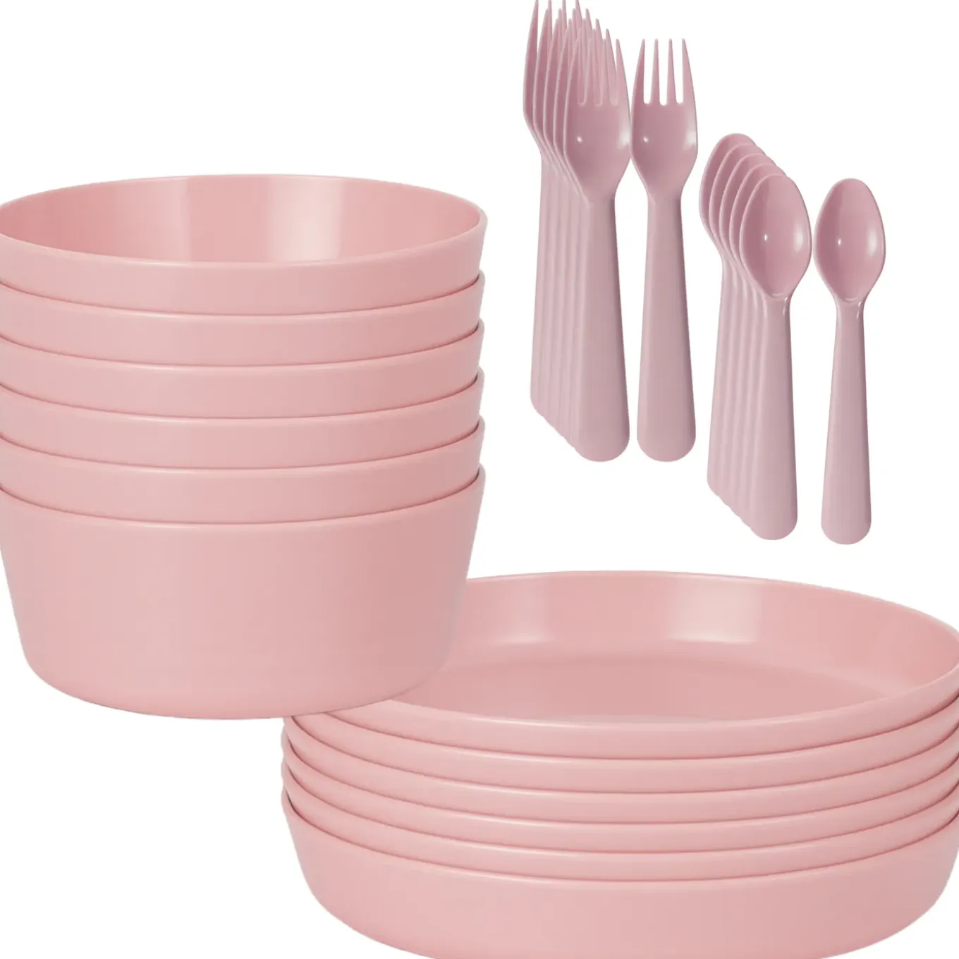 Hem Serviesset 24-delig - Picknickset Voor Camping Roze - Bestekset