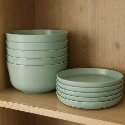 HEM Serviesset 24-delig - Picknickset Voor Camping Groen - Bestekset