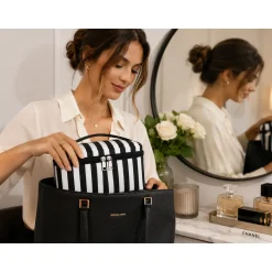 Hem Toilettas - Make-up Tas - Zwart Wit Gestreept