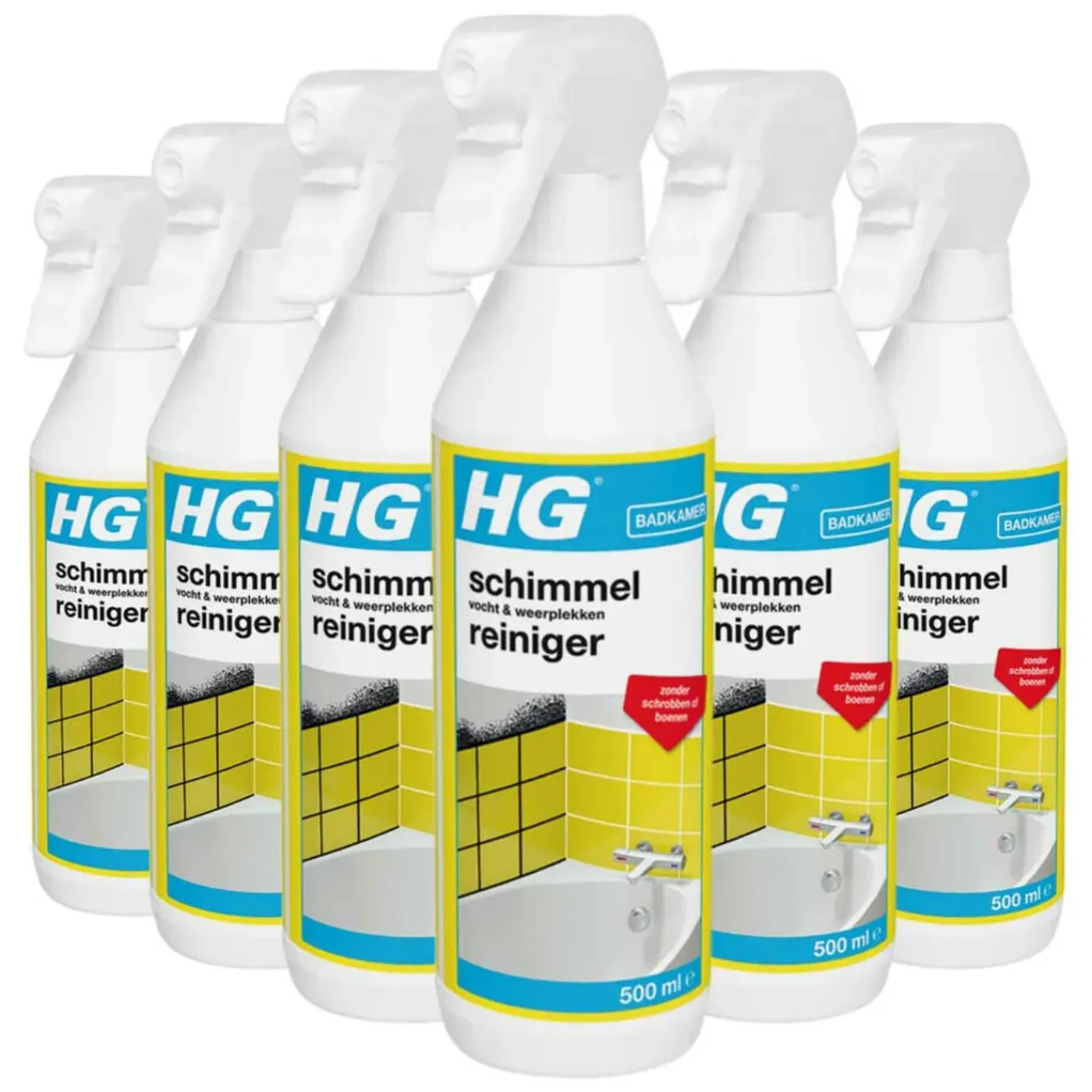 HG - Schimmel-, Vocht- en Weerplekkenreiniger - 6 x 500 ml - Voordeelverpakking