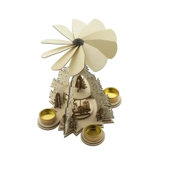 Hi Houten Piramide - Kerstdecoratie - 22,5 X 22,5 X 28,5 Cm