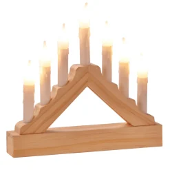Hi Kaarsenbrug - Hout - Met Led - Warm Wit - 7 Lampjes - 21 Cm