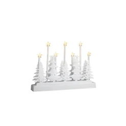 HI Kerstdecoratie Silhouet - Verlicht Met Led Sterren - 32 Cm - Wit