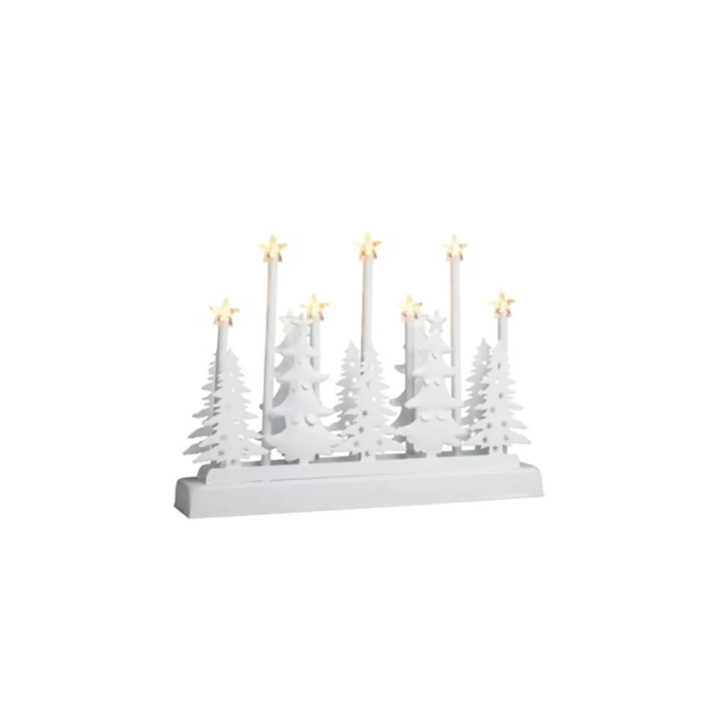 HI Kerstdecoratie Silhouet - Verlicht Met Led Sterren - 32 Cm - Wit