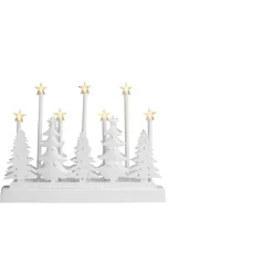 HI Kerstdecoratie Silhouet - Verlicht Met Led Sterren - 32 Cm - Wit