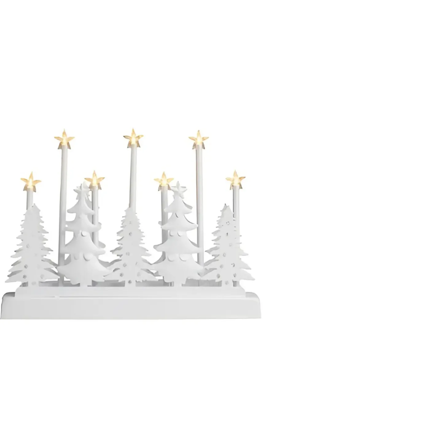 HI Kerstdecoratie Silhouet - Verlicht Met Led Sterren - 32 Cm - Wit