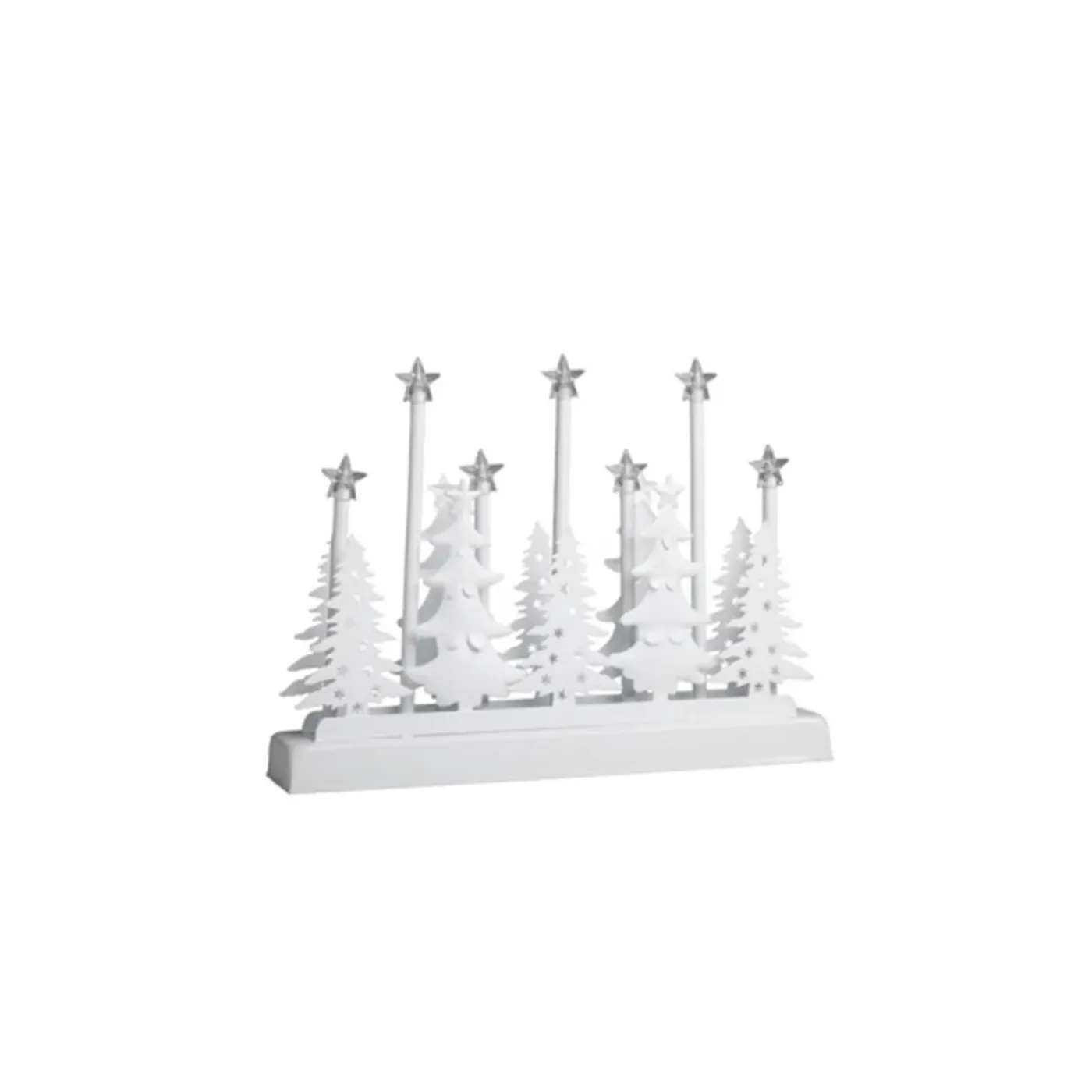 HI Kerstdecoratie Silhouet - Verlicht Met Led Sterren - 32 Cm - Wit