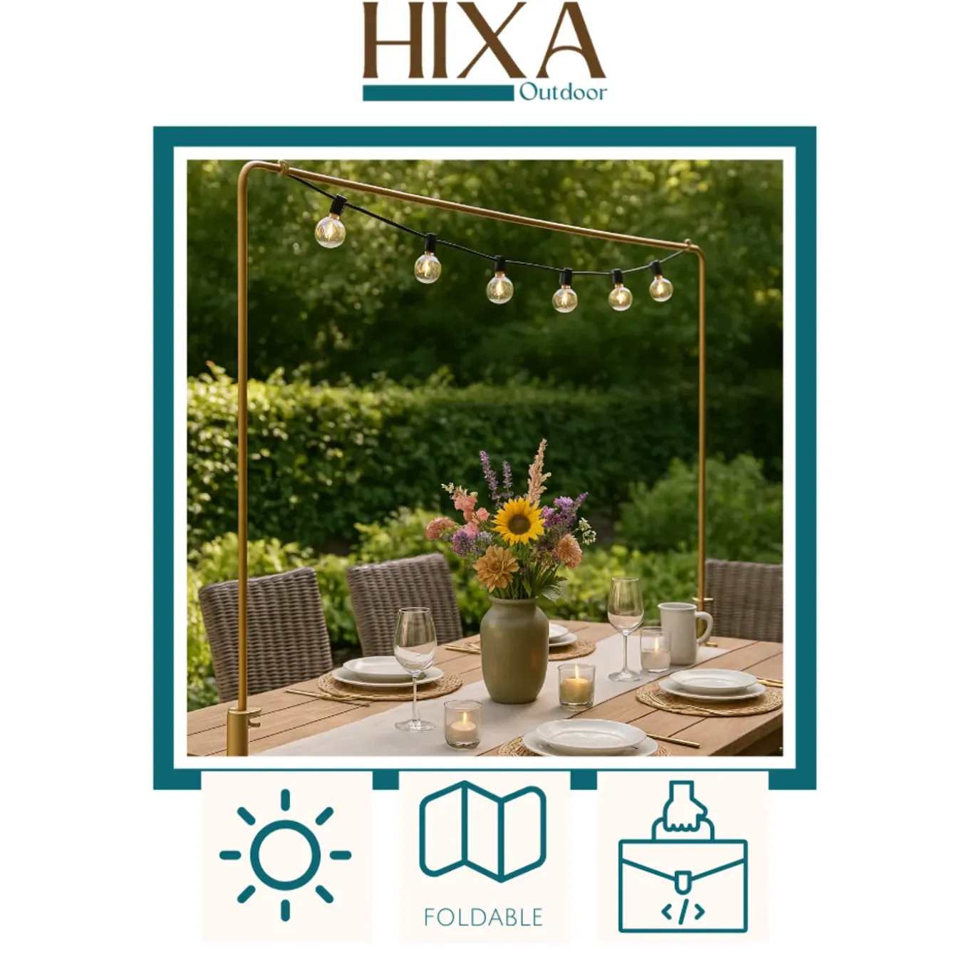 Hixa Decoratieframe Tafelklem Decoratie Goud Verstelbaar 135 Tot 250 Cm Metaal
