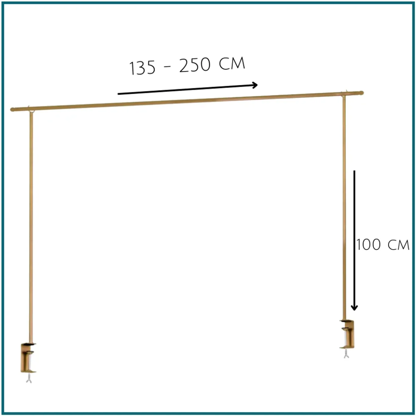 Hixa Decoratieframe Tafelklem Decoratie Goud Verstelbaar 135 Tot 250 Cm Metaal