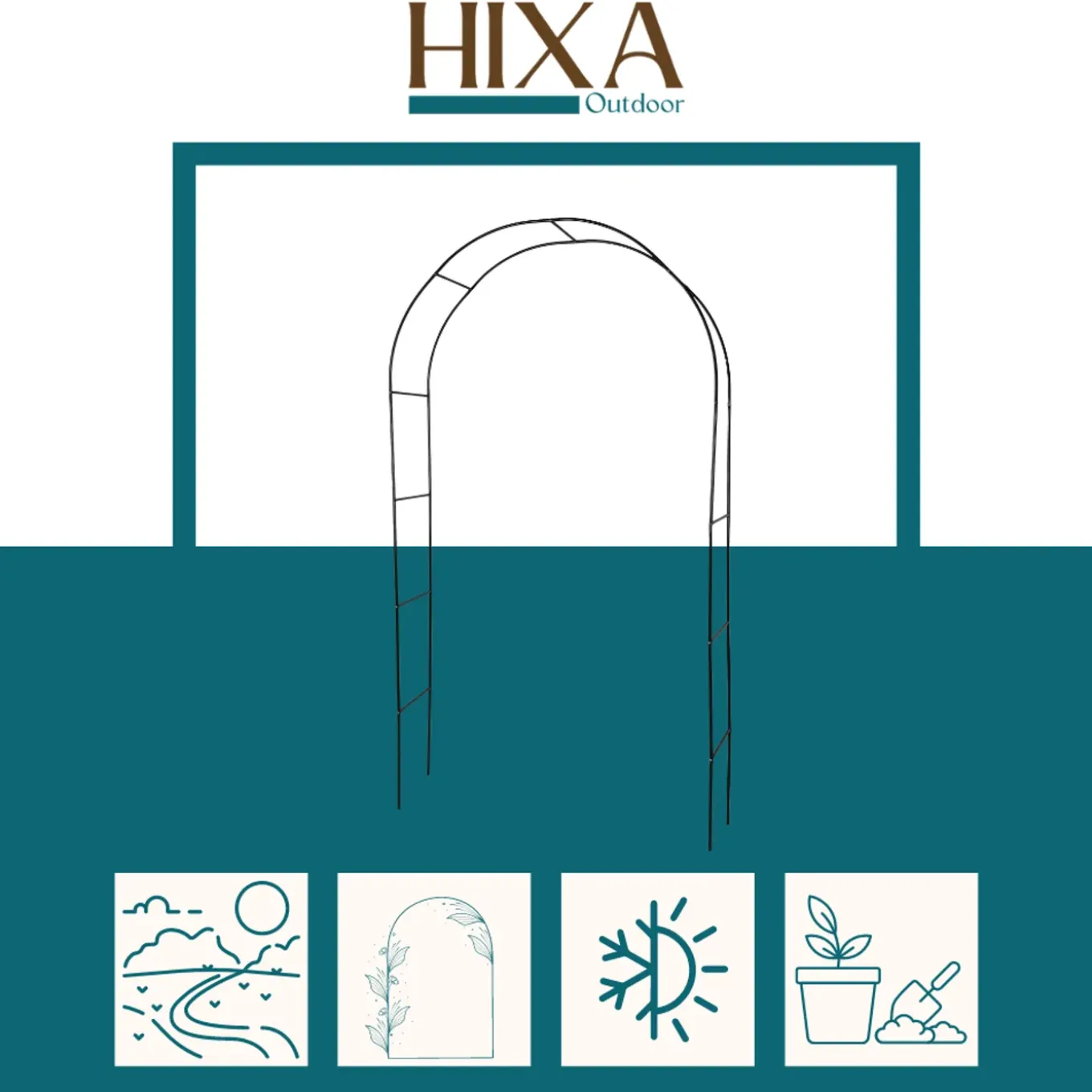 Hixa Rozenboog 240x140cm Klimboog Tuindecoratie Tuinafscheiding Klimplantgeleider Metalen Frame...