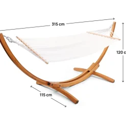 H&j - Hangmat Met Houten Onderstel Katoenen Doek -dallas - 3 M - Ecru